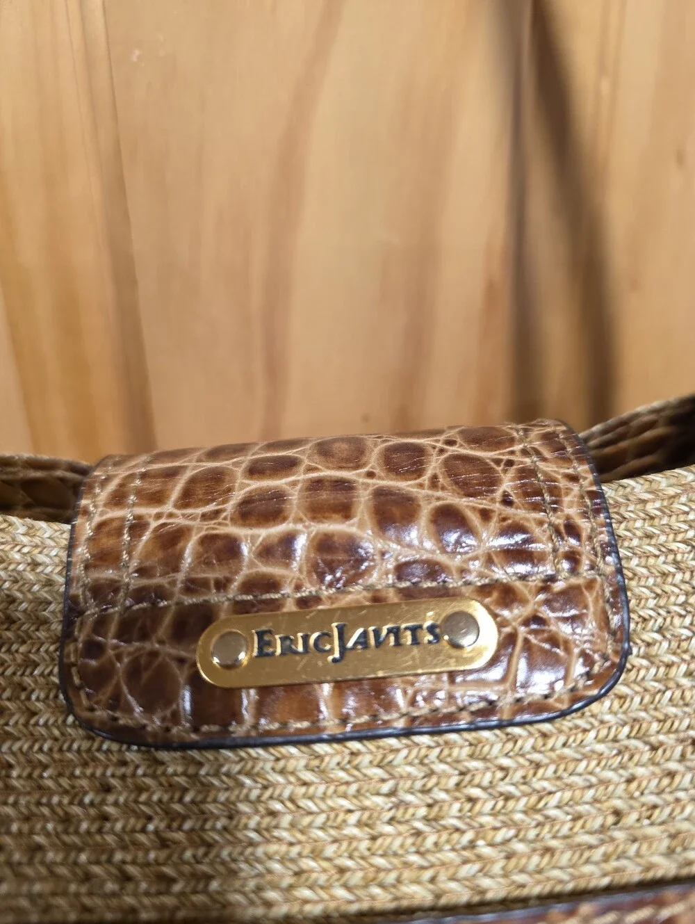 Eric Javits Vintage Brown Croc-Embossed Women Handbag